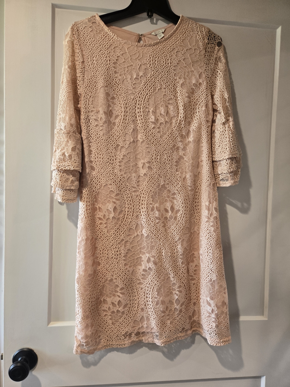 Cato Blush Pink Crochet Lace Midi Dress